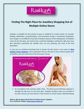 Finding The Right Place for Jewellery Shopping Out of Multiple Online Stores