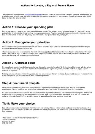 Actions for Locating a Neighborhood Funeral Home