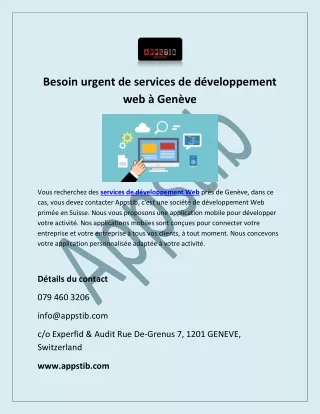 Besoin urgent de services de développement web à Genève