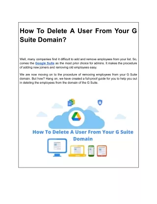 How To Delete A User From Your G Suite Domain
