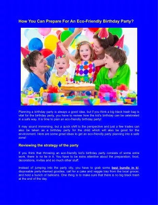 How You Can Prepare For An Eco-Friendly Birthday Party