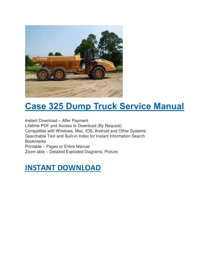 case 325 dump truck service manual instant