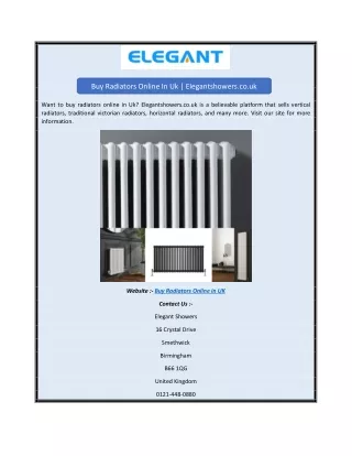 Buy Radiators Online In Uk | Elegantshowers.co.uk