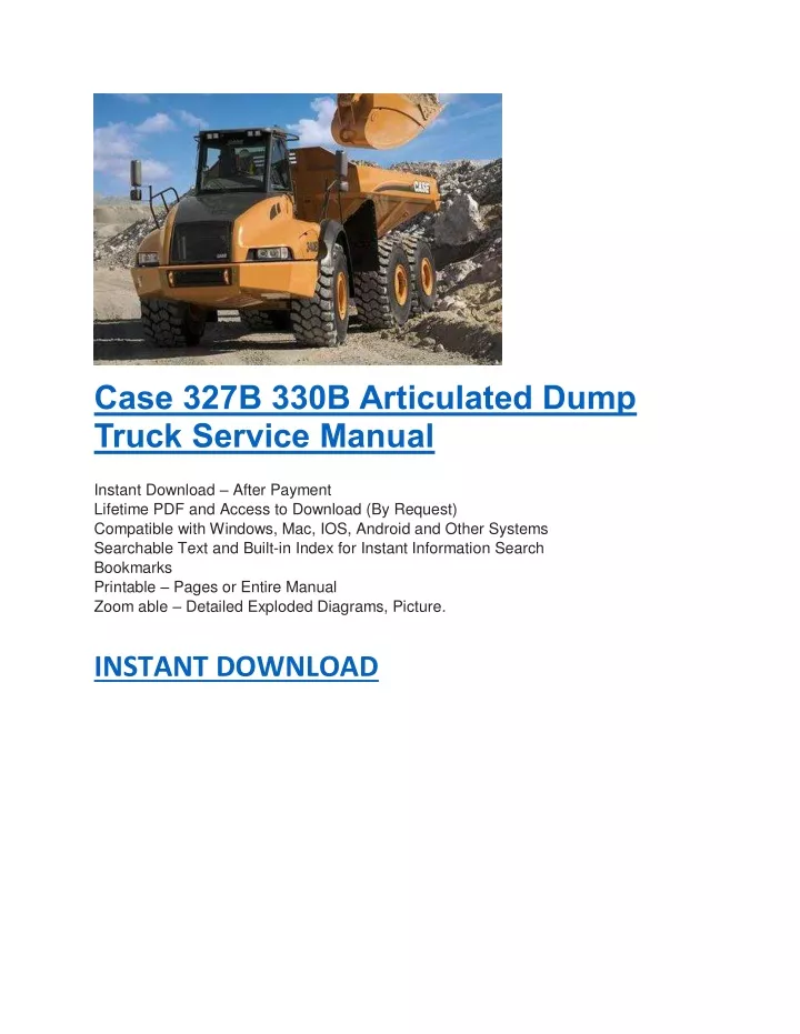 case 327b 330b articulated dump truck service