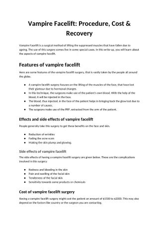 vampire facelift procedure cost