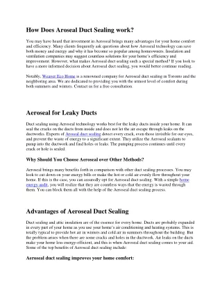 how does aroseal duct sealing work