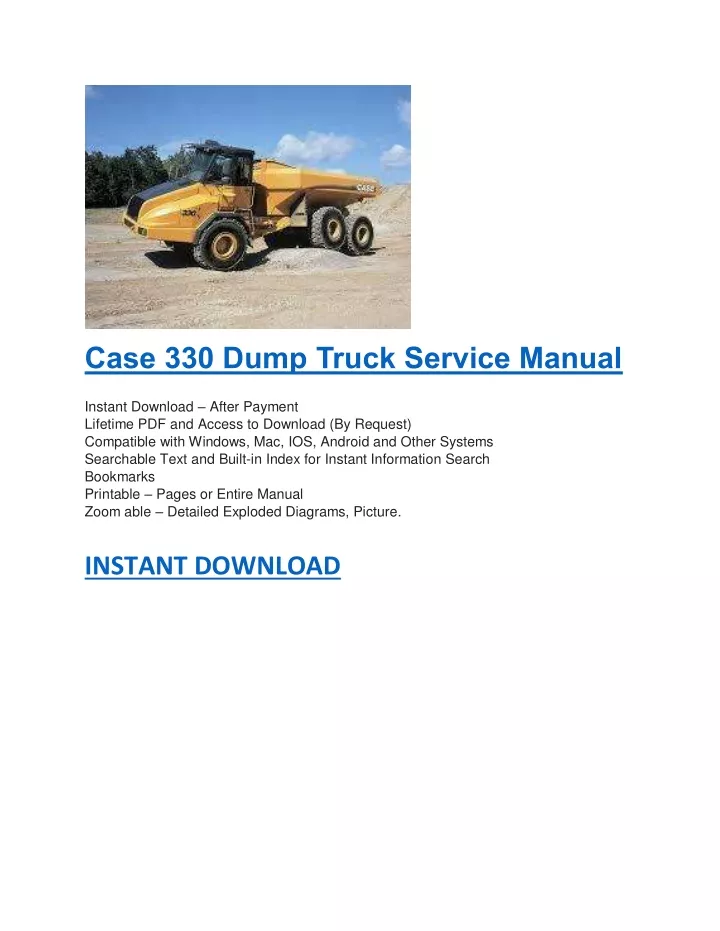 case 330 dump truck service manual instant
