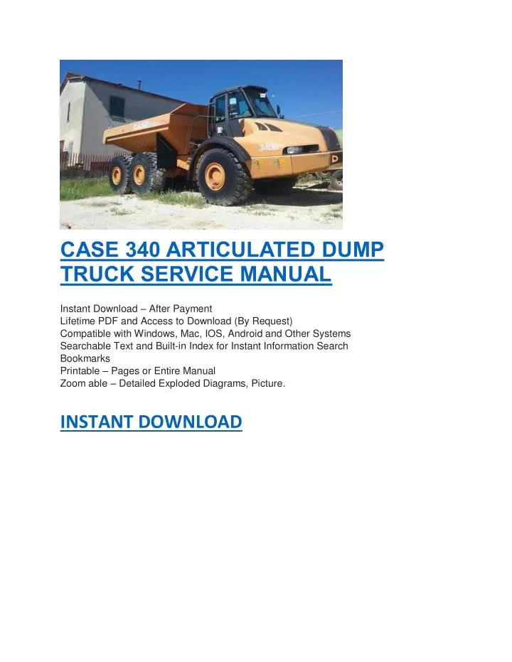 case 340 articulated dump truck service manual