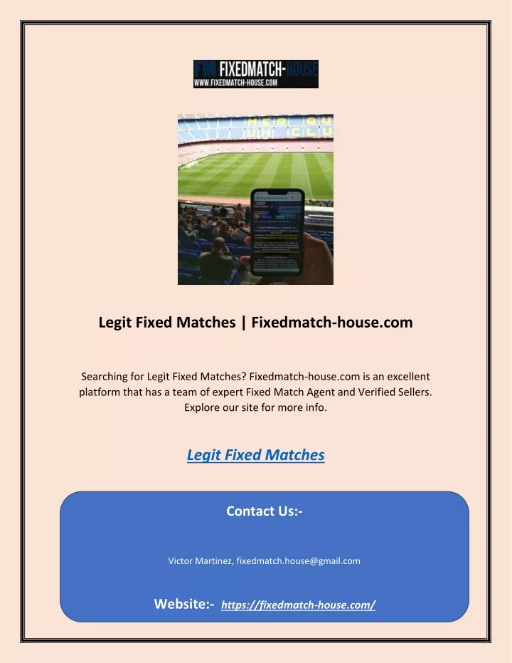 legit fixed matches fixedmatch house com