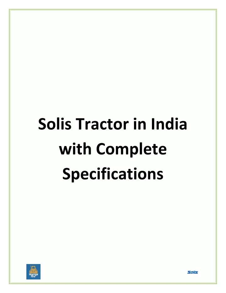 solis tractor in india with complete