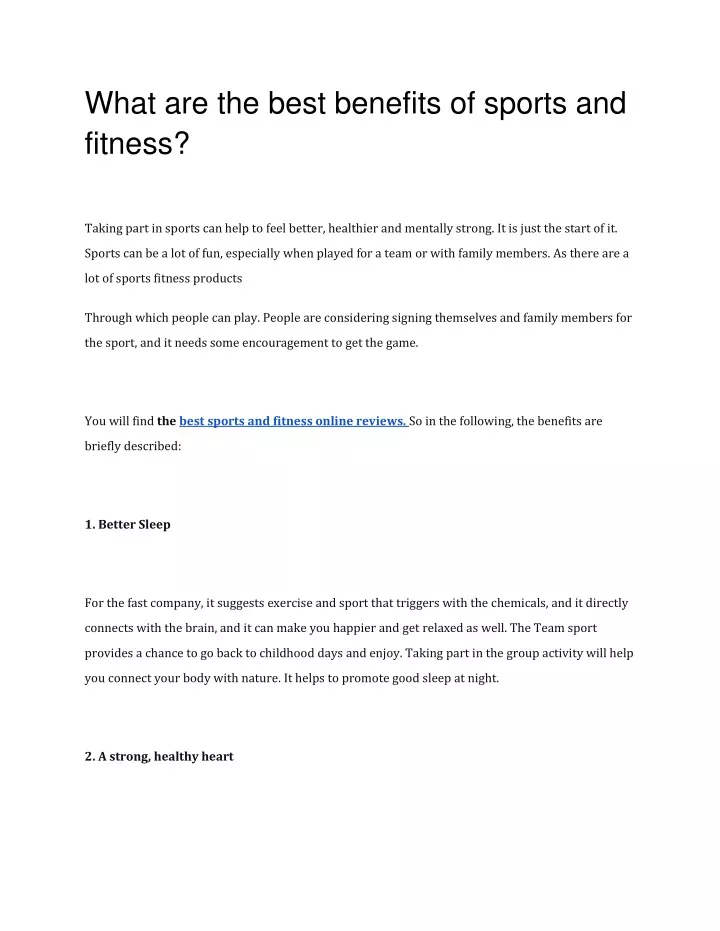 what are the best benefits of sports and fitness