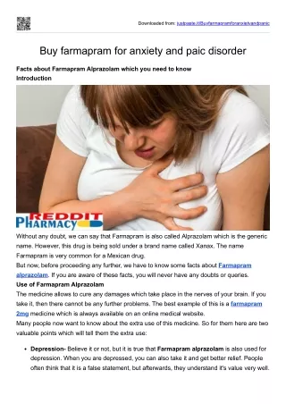 Buy farmapram for anxiety and panic disorder