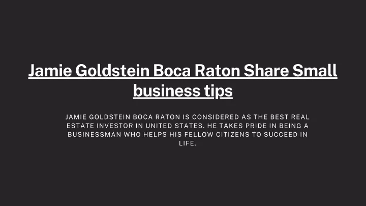 jamie goldstein boca raton share small business