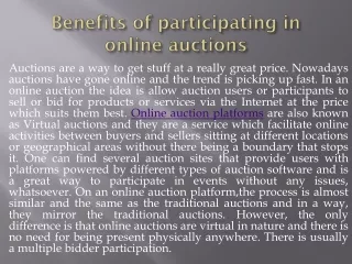 Benefits of participating in online auctions