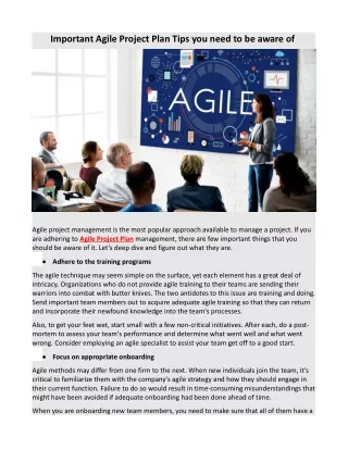 Important Agile Project Plan Tips you need to be aware of