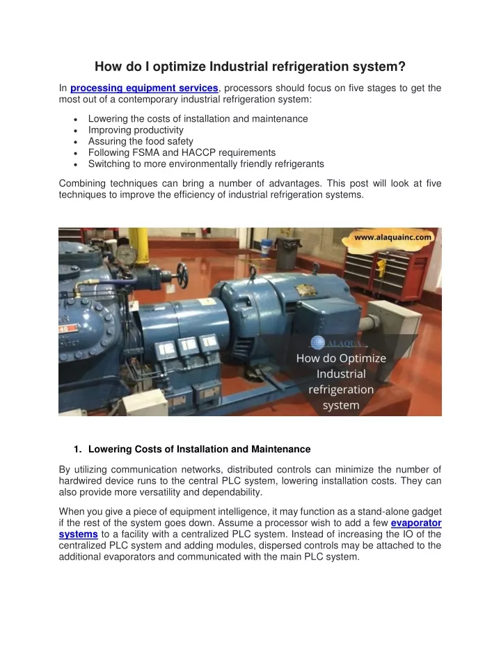 how do i optimize industrial refrigeration system