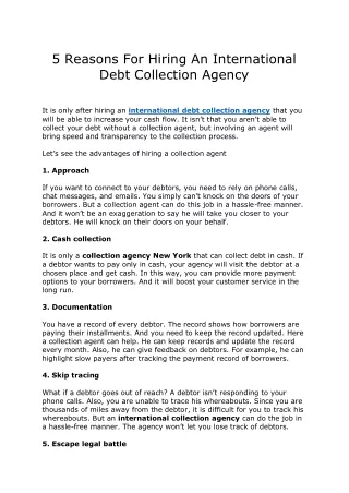 5 Reasons For Hiring An International Debt Collection Agency
