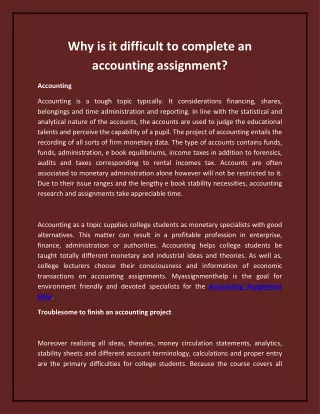 Why is it difficult to complete an accounting assignment-converted