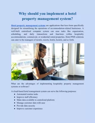 Why should you implement a hotel property management system?