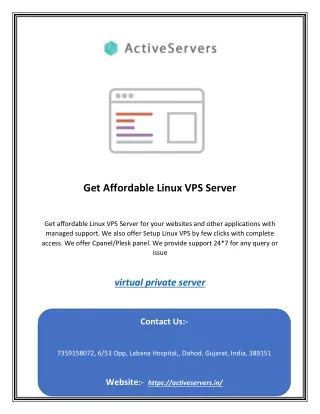 Get Affordable Linux VPS Server