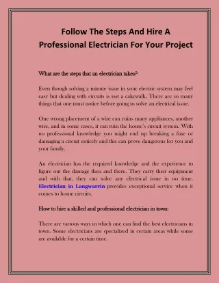 follow the steps and hire a professional