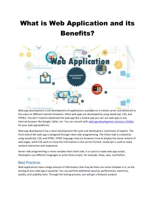what is web application and its benefits