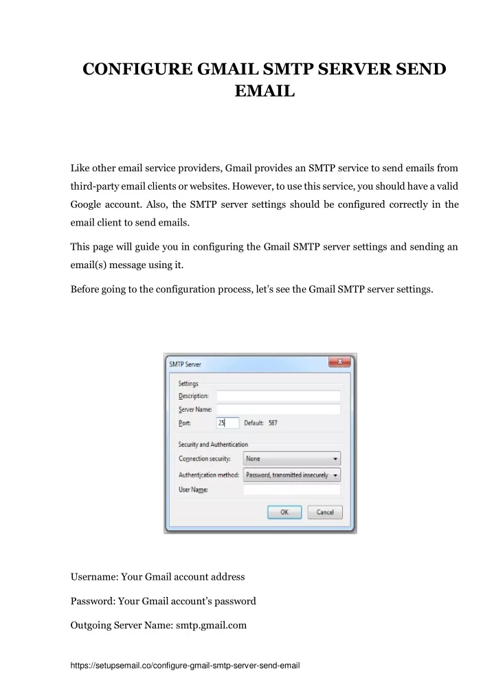 PPT - Configure Gmail SMTP Server Send Email | Gmail Account PowerPoint