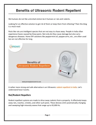 Benefits of Ultrasonic Rodent Repellent