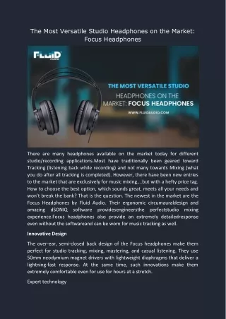 The Most Versatile Studio Headphones on the Market: Focus Headphones