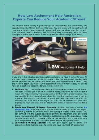How Law Assignment Help Australian Experts Can Reduce Your Academic Stress
