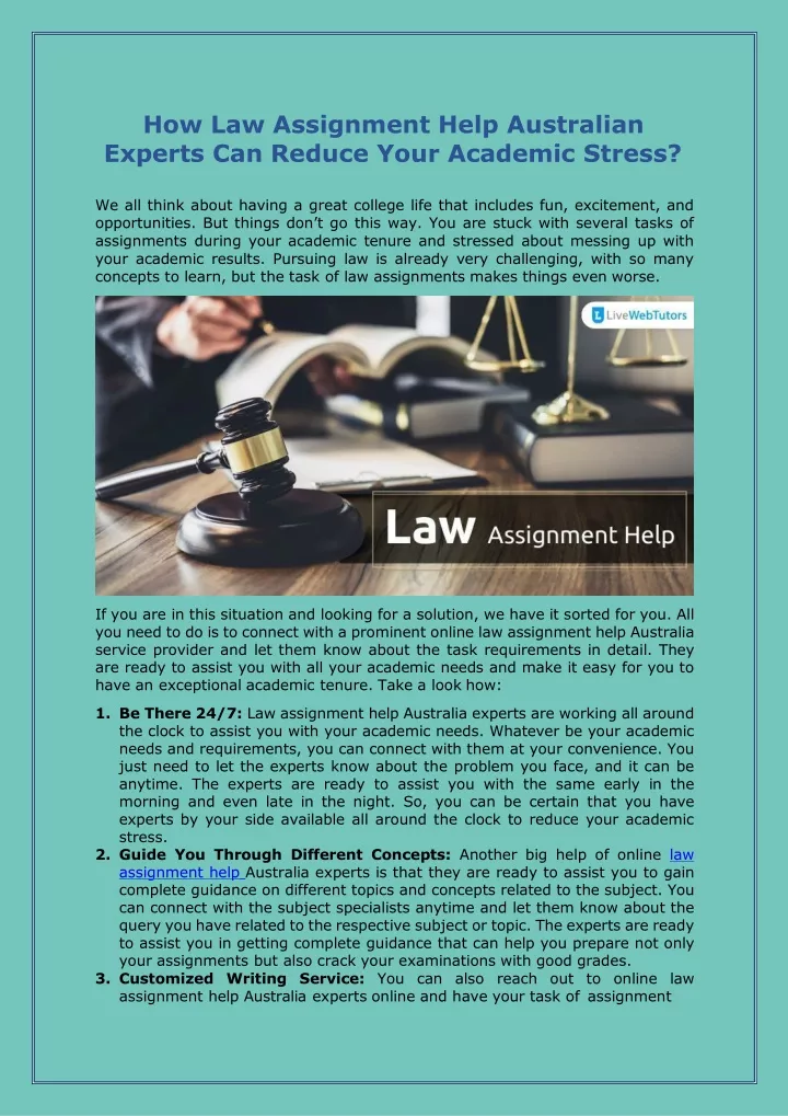 how law assignment help australian experts