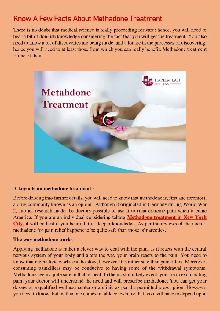 know a few facts about methadone treatment