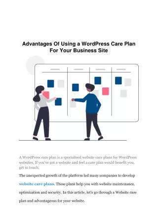 Advantages Of Using a WordPress Care Plan For Your Business Site