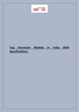 top harvester models in india with specifications