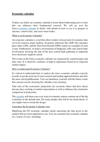 Economic calendar