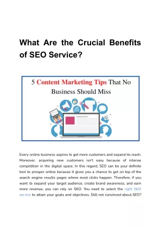 What Are the Crucial Benefits of SEO Service