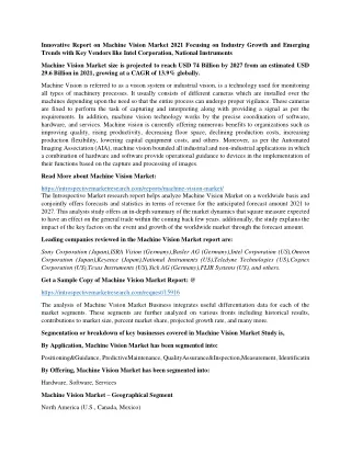 innovative report on machine vision market 2021
