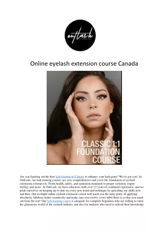 Online eyelash extension course in Canada