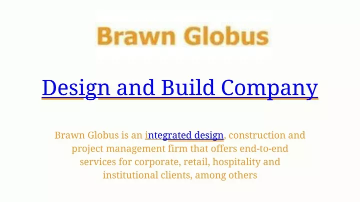design and build company