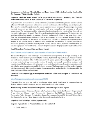 comprehensive study on polyimide films and tapes