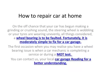 how to repair car at home