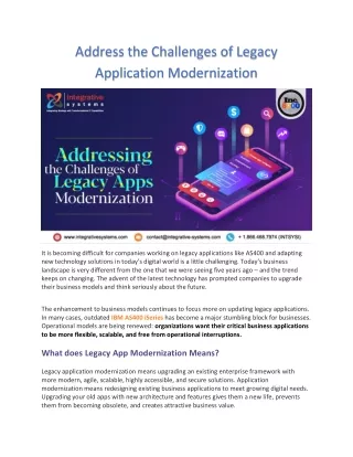 address the challenges of legacy application