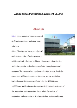 Suzhou Fuhua Purification Equipment Co., Ltd.