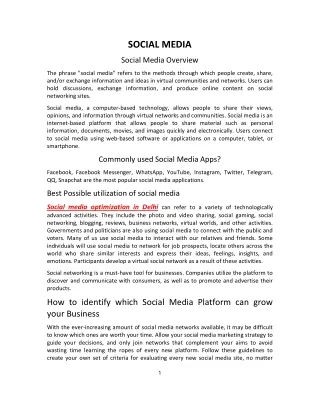 Social media optization in Delhi
