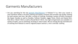 Garments Manufacturers