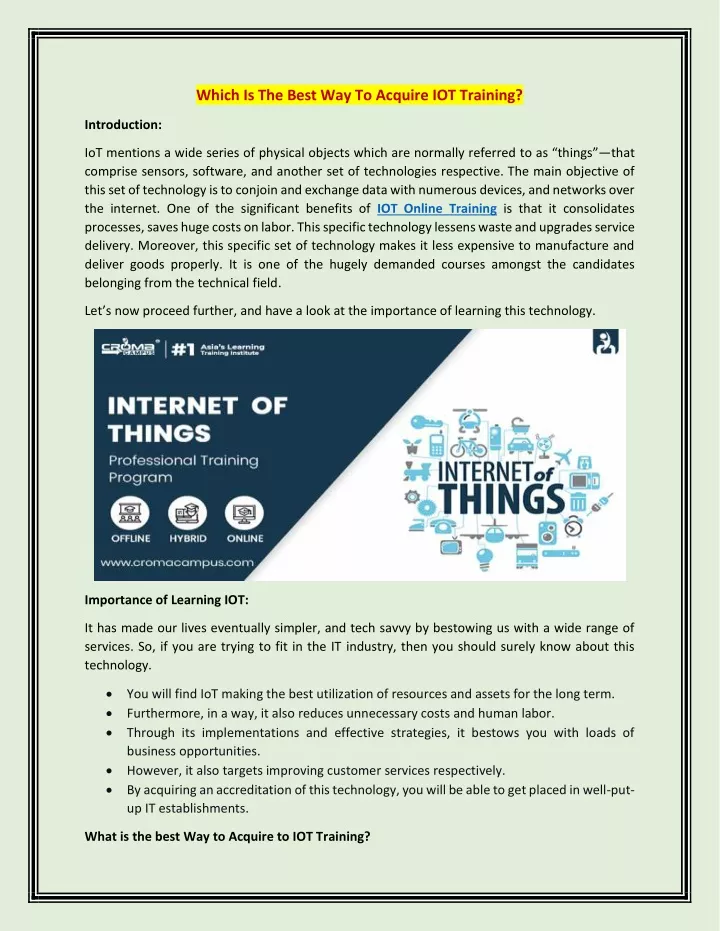 which is the best way to acquire iot training