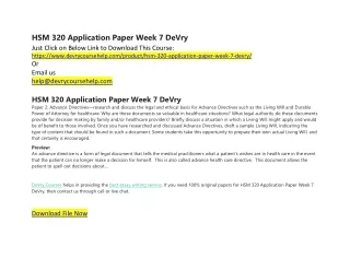 hsm 320 application paper week 7 devry just click