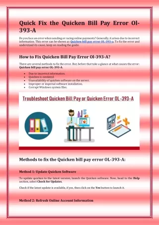 quick fix the quicken bill pay error ol 393 a