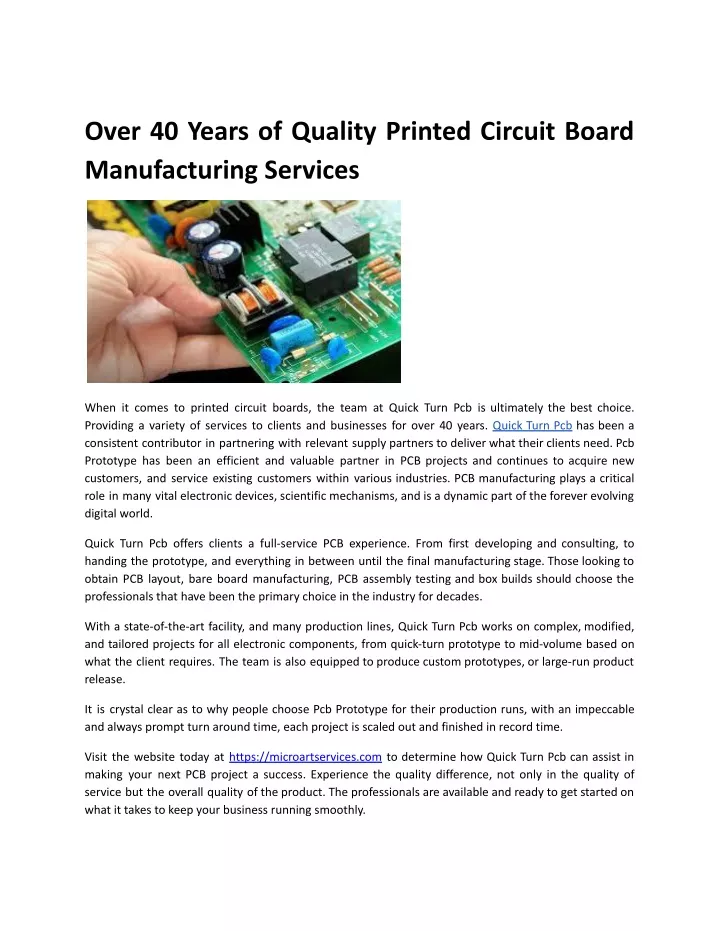 over 40 years of quality printed circuit board