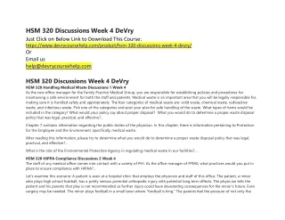 hsm 320 discussions week 4 devry just click